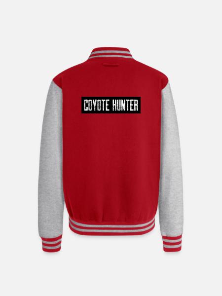 Coyote Hunter; Black with White - Unisex College Sweat Jacket - red/heather grey