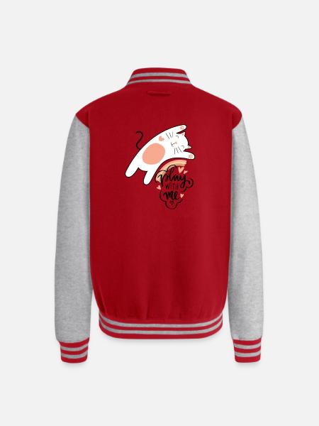 funny cat - Unisex College Sweat Jacket - red/heather grey