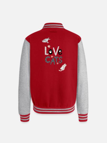 cat lovers - Unisex College Sweat Jacket - red/heather grey