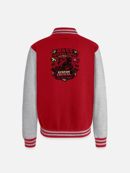 Bass Overload System Critical - Unisex College Sweat Jacket - red/heather grey
