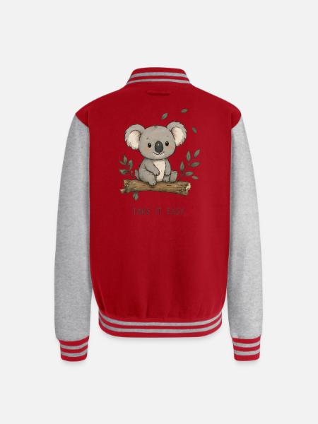Take it easy - Unisex College Sweat Jacket - red/heather grey