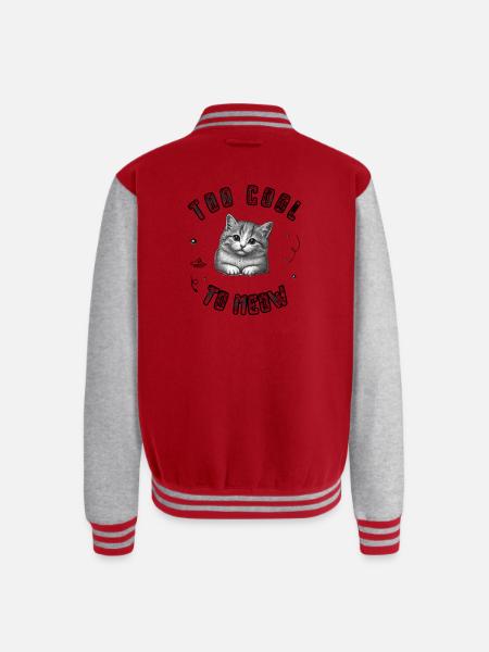 Kitten in a Cosmic Ring - Unisex College Sweat Jacket - red/heather grey