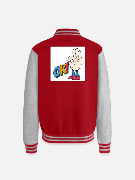 Hand Gesture OK with Bold Text - Unisex College Sweat Jacket - red/heather grey