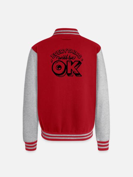Everything Will Be OK - Unisex College Sweat Jacket - red/heather grey