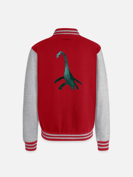 Emerald Long Neck Dino Tee - Unisex College Sweat Jacket - red/heather grey