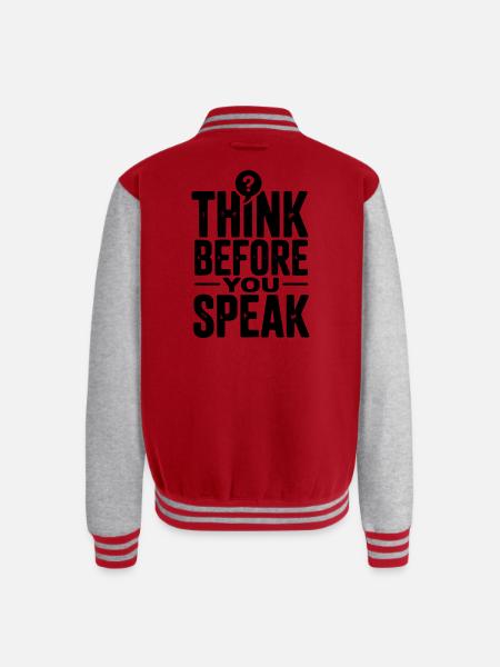 Think Before You Speak - Unisex College Sweat Jacket - red/heather grey