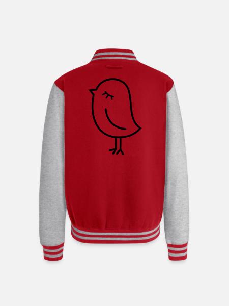 Cute Sparrow Chick – Tweeting Birdie - Unisex College Sweat Jacket - red/heather grey