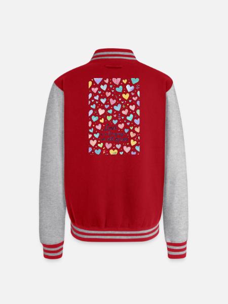 Love Speaks Hearts Pattern - Unisex College Sweat Jacket - red/heather grey