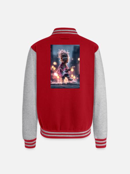 Dreaded Rockstar Pink Guitar - Unisex College Sweat Jacket - red/heather grey