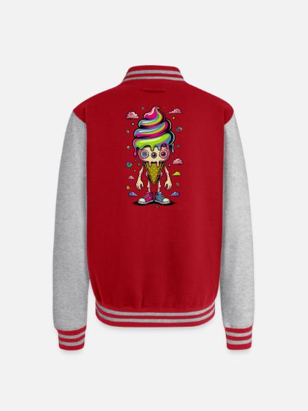 Cosmic Cone Creature - Unisex College Sweat Jacket - red/heather grey
