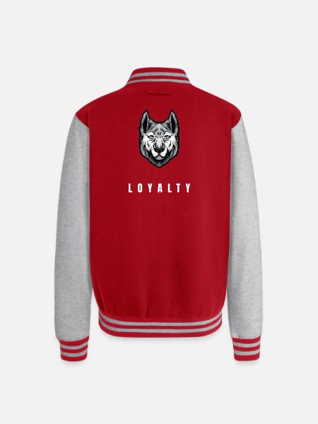 Wolf Loyalty Emblem Portrait - Unisex College Sweat Jacket - red/heather grey