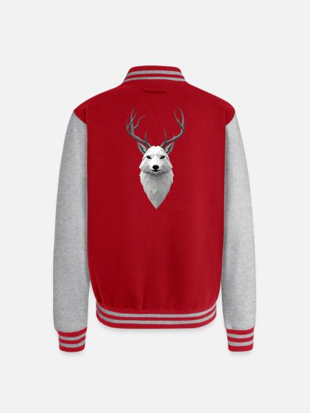 Geometric Winter Elk Illustration - Unisex College Sweat Jacket - red/heather grey