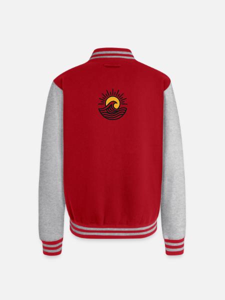 Sunrise Wave Emblem - Unisex College Sweat Jacket - red/heather grey