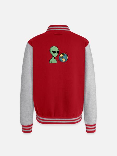 Judgy Alien - Unisex College Sweat Jacket - red/heather grey