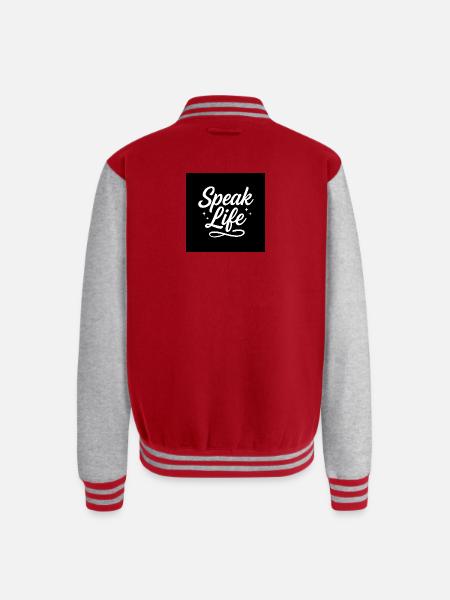 Speak Life – Inspirational Christian Quote - Unisex College Sweat Jacket - red/heather grey