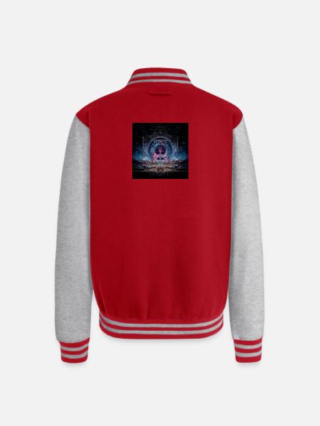 Cosmic Nebula - Unisex College Sweat Jacket - red/heather grey