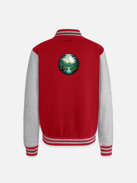 Moonlit Forest Valley - Unisex College Sweat Jacket - red/heather grey