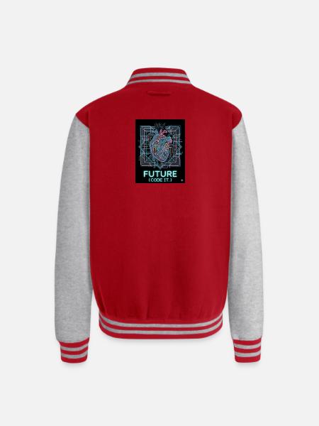 Future Code Heart Neon Circuit - Unisex College Sweat Jacket - red/heather grey