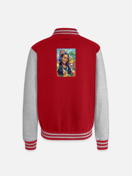 Bluehair City Portrait - Unisex College Sweat Jacket - red/heather grey
