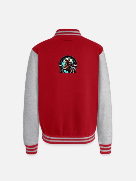 Warrior Horseman Art - Unisex College Sweat Jacket - red/heather grey