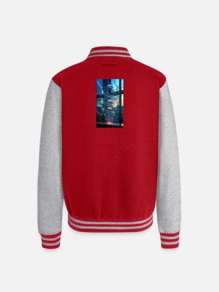 Neon Brain Spiral Science - Unisex College Sweat Jacket - red/heather grey