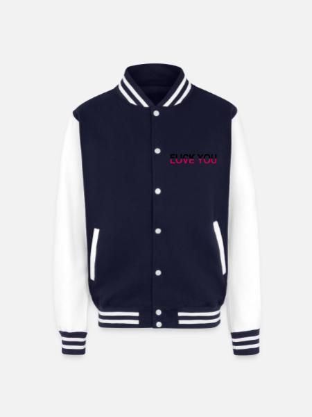 Fuck You - Love You - Unisex College Sweat Jacket - navy/white