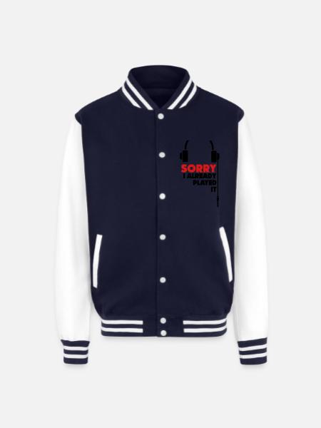 sorry_i_already_played_it_3 - Unisex College Sweat Jacket - navy/white