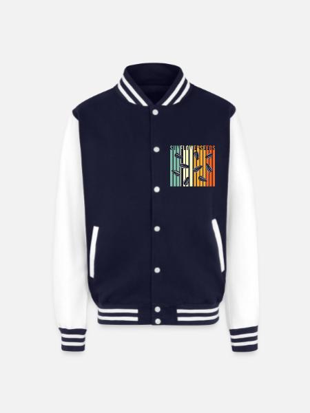 Sunflower Seeds - Unisex College Sweat Jacket - navy/white