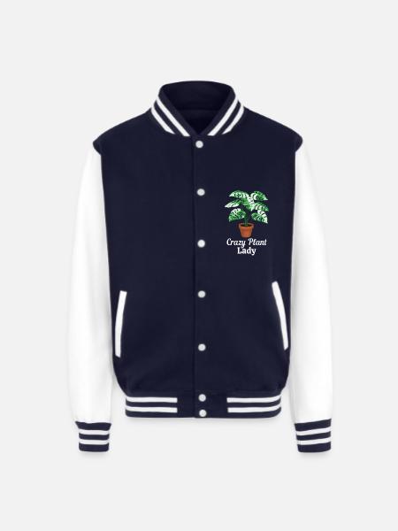 Crazy Plant Lady - Unisex College Sweat Jacket - navy/white
