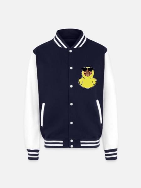 Rubber Duckie Duck With Sunglasses - Unisex College Sweat Jacket - navy/white