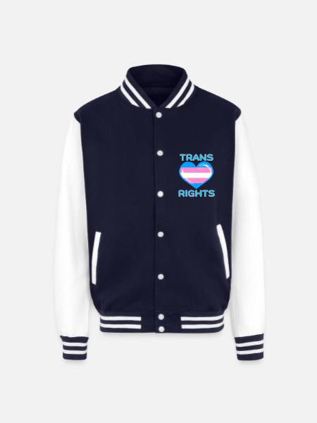 TRANS RIGHTS - Unisex College Sweat Jacket - navy/white