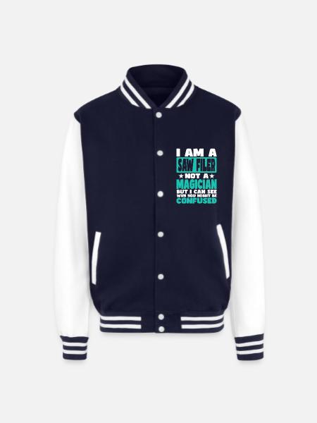 Saw Filer - Unisex College Sweat Jacket - navy/white