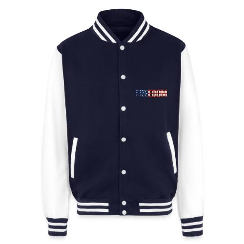 Freedom American Flag Distressed Patriotic Shirt - Unisex College Sweat Jacket