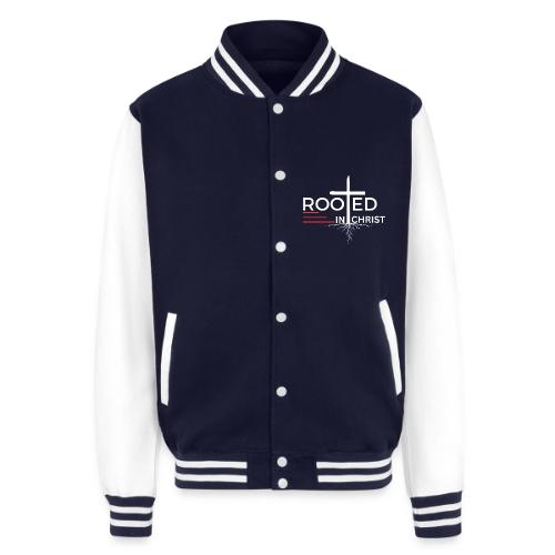 Rooted in Christ (white) - Colossians 2:7 - Unisex College Sweat Jacket