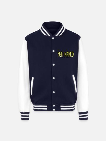 Fish Naked Show Off Your Pole - Unisex College Sweat Jacket - navy/white