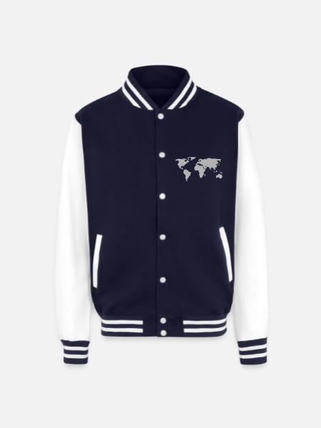 World Map - Unisex College Sweat Jacket - navy/white