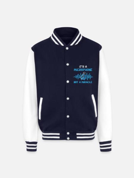 Microphone Not Miracle Musician Karaoke - Unisex College Sweat Jacket - navy/white
