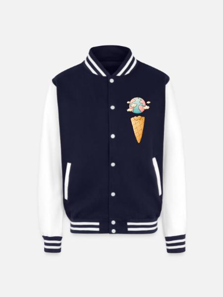 Ice Cream Cone Planet - Unisex College Sweat Jacket - navy/white