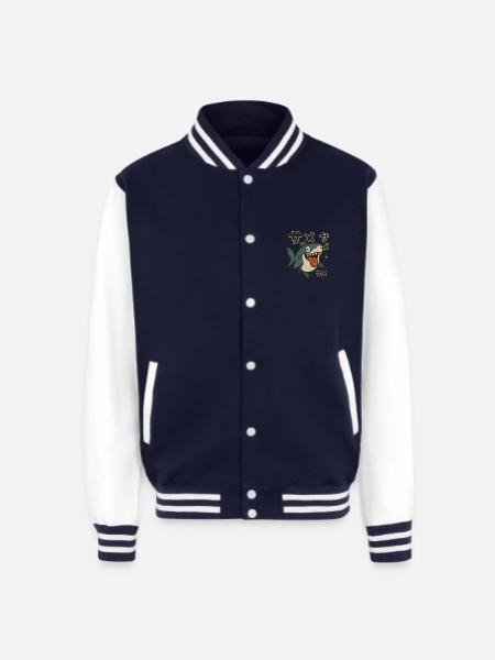Silly Kawaii Shark Japanese - Unisex College Sweat Jacket - navy/white