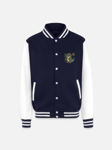 Adorable Dino Japanese - Unisex College Sweat Jacket - navy/white