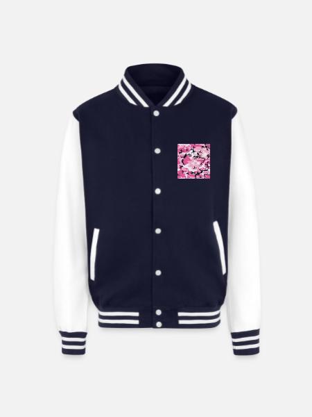 Pink Camo Camouflage - Unisex College Sweat Jacket - navy/white