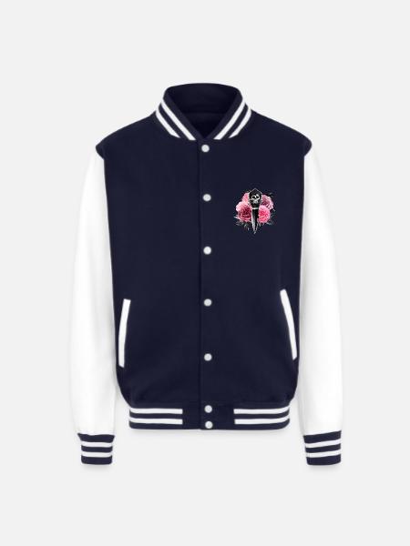 Roses and Skull Dagger - Unisex College Sweat Jacket - navy/white