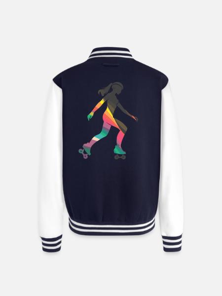 Roller Skating Girl - Unisex College Sweat Jacket - navy/white