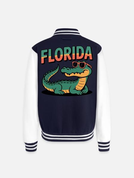 Florida Alligator - Unisex College Sweat Jacket - navy/white