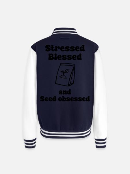 Seed Obsessed - Unisex College Sweat Jacket - navy/white