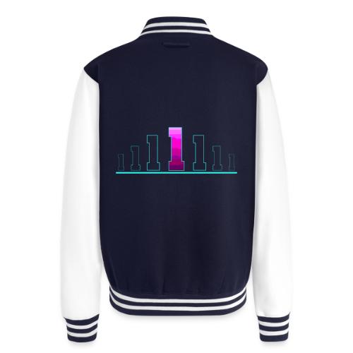 Number 1 in Magenta: Varsity Font - Unisex College Sweat Jacket
