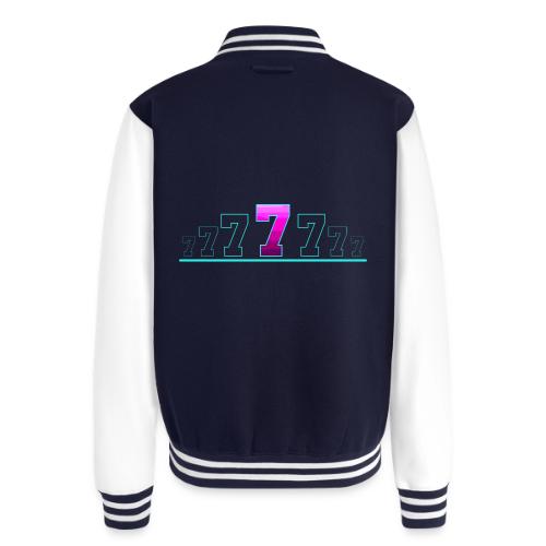 Number 7 in Magenta: Varsity Font - Unisex College Sweat Jacket