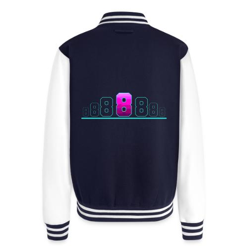Number 8 in Magenta: Varsity Font - Unisex College Sweat Jacket