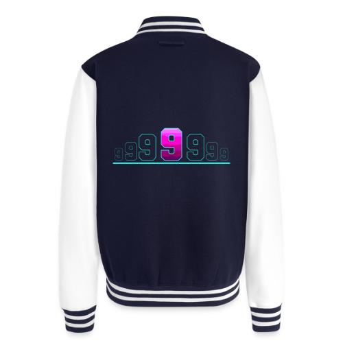 Number 9 in Magenta: Varsity Font - Unisex College Sweat Jacket
