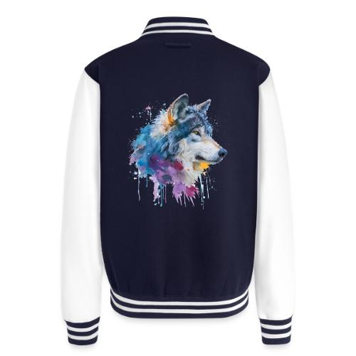 Splash-Art Wolf Head - Unisex College Sweat Jacket
